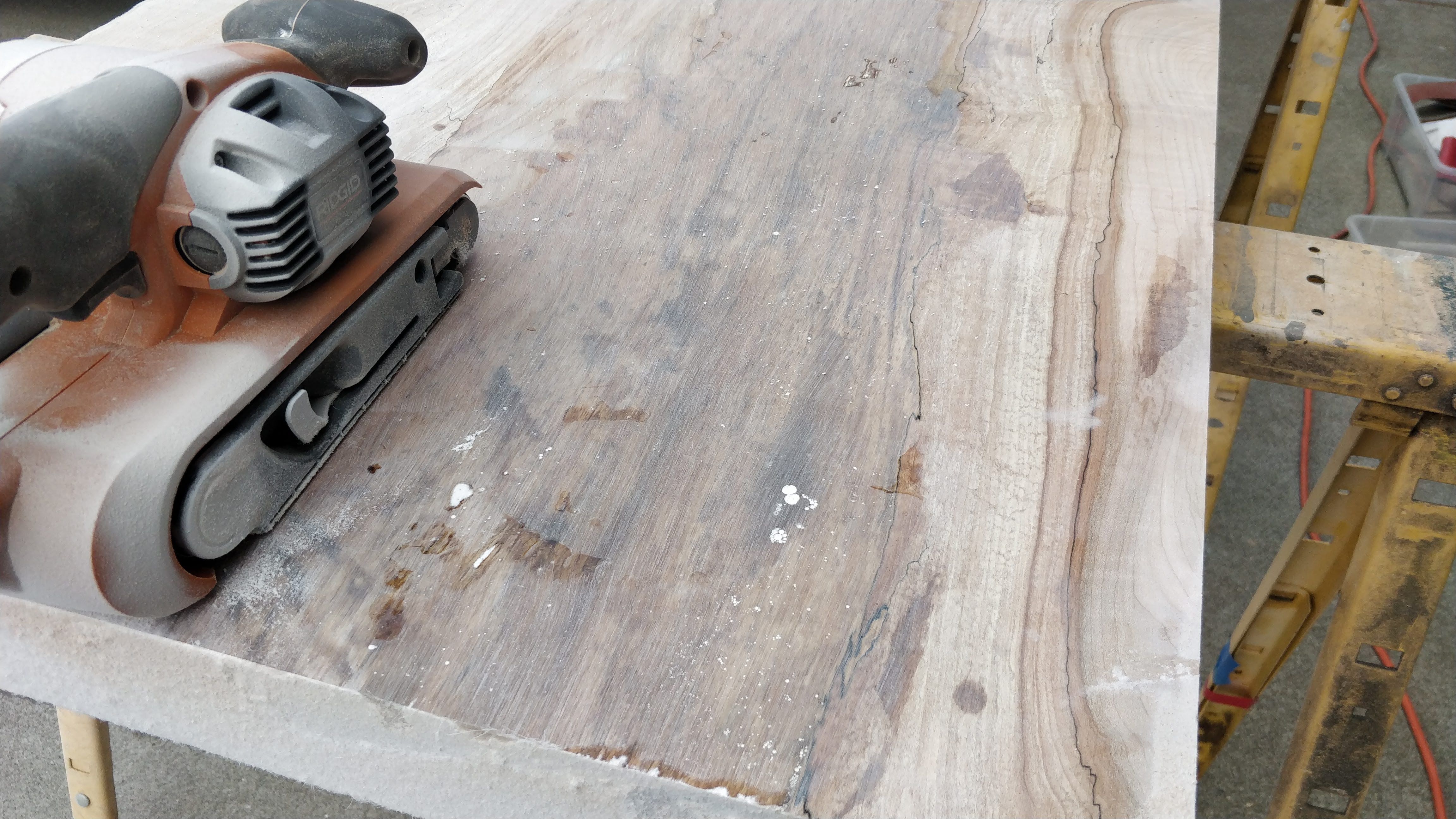 Partway through sanding