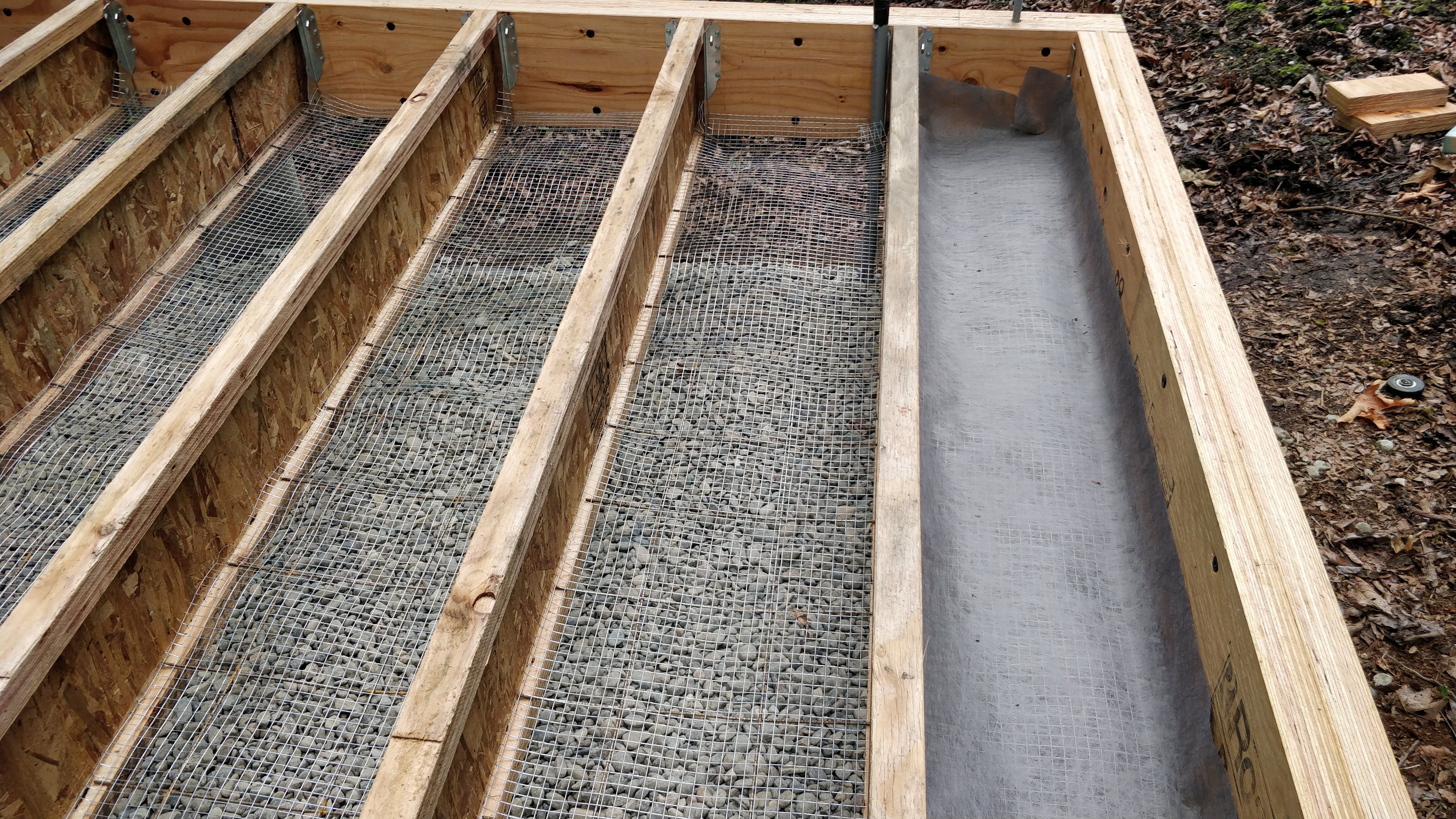 Floor system hardware cloth and landscaping fabric