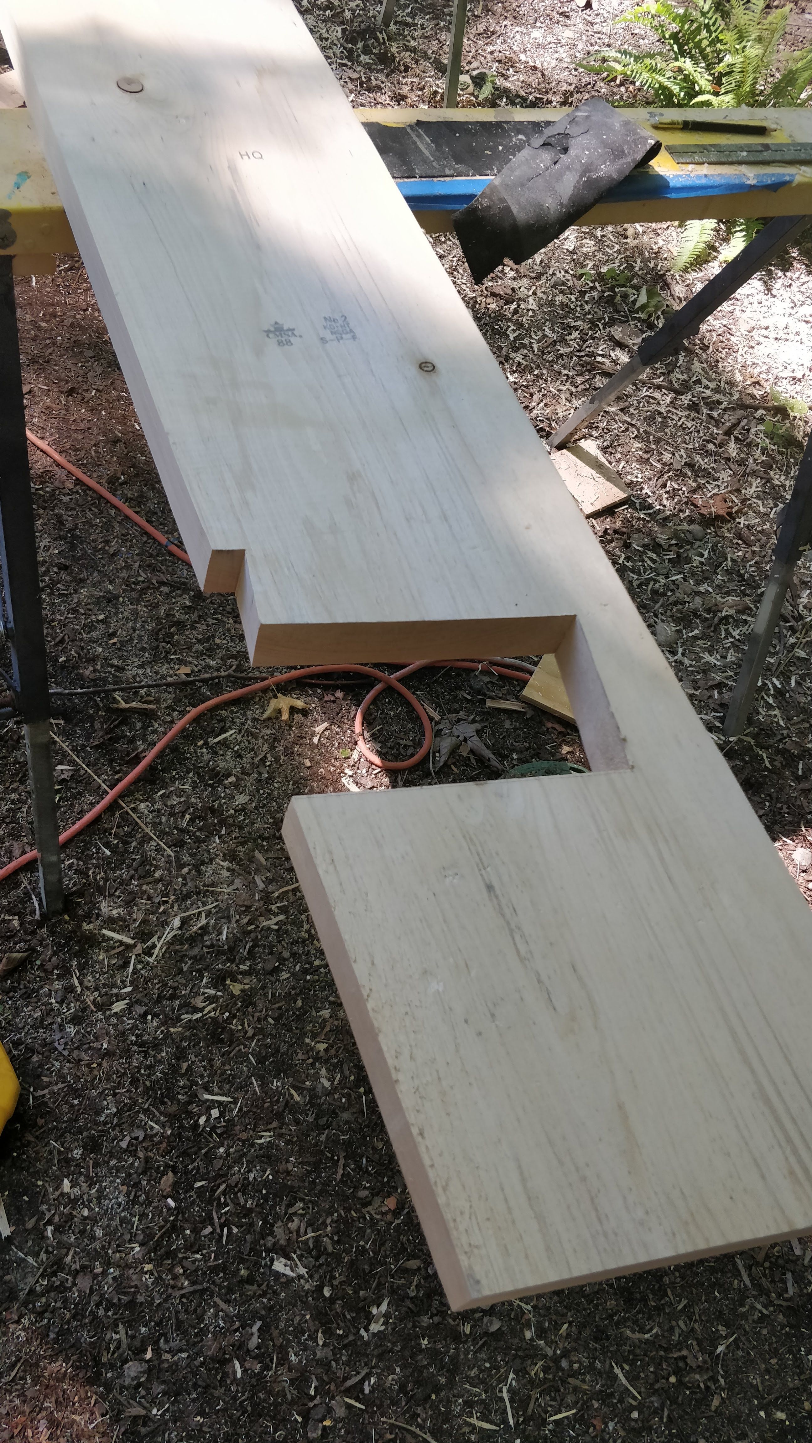 Close-up of roof rafter end