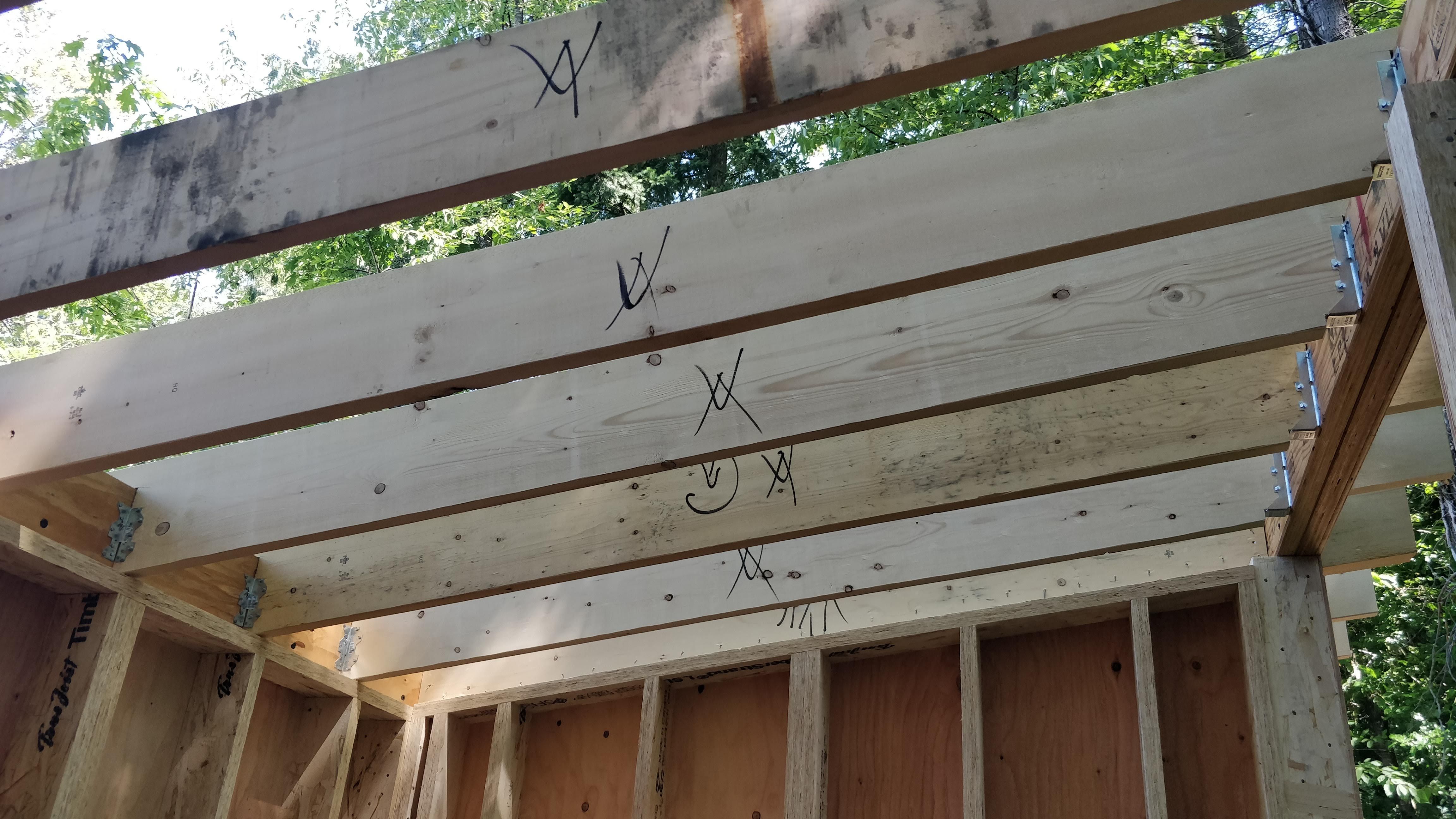 Close-up of roof rafter hangers