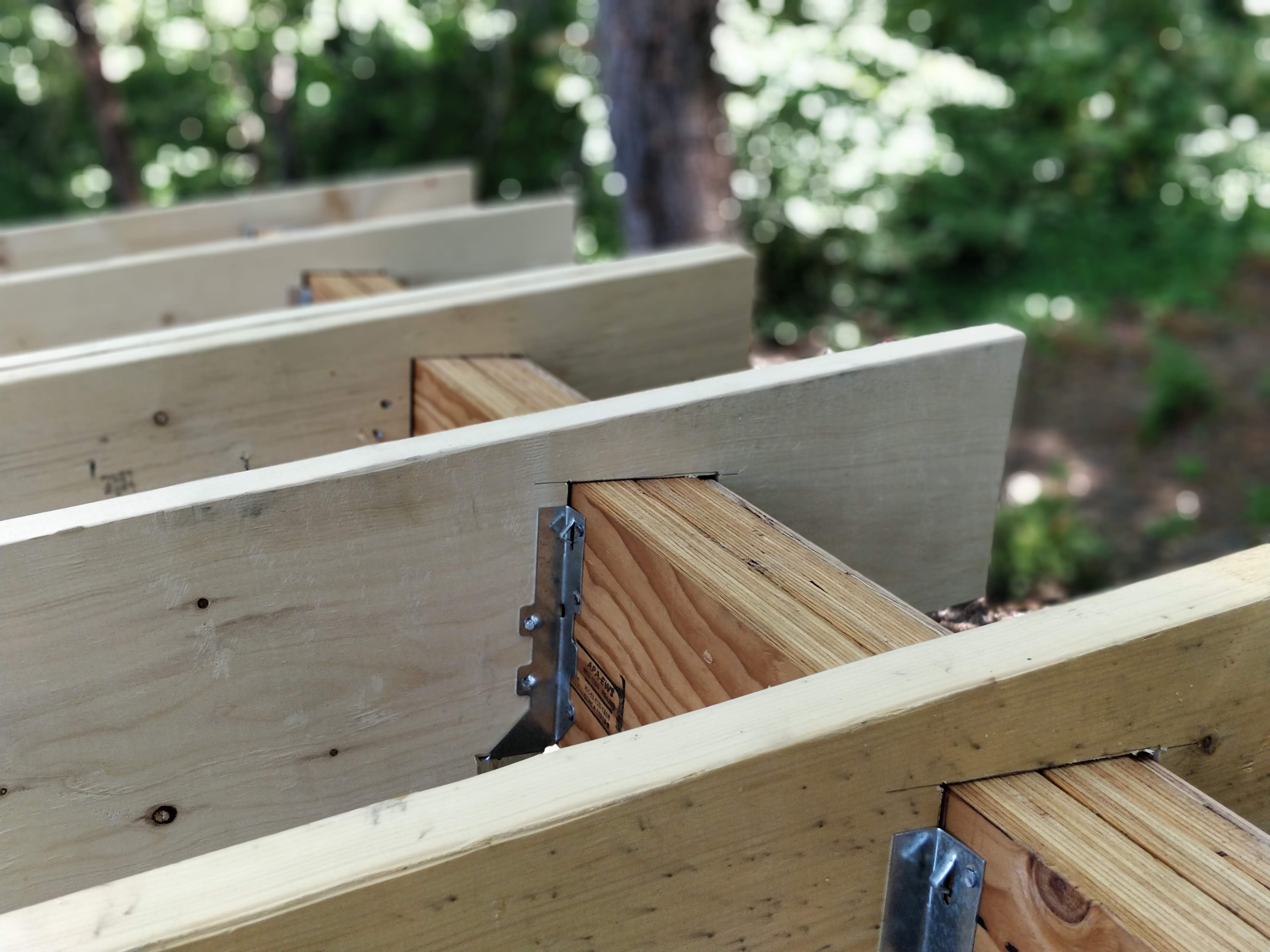 Close-up of roof rafter hangers