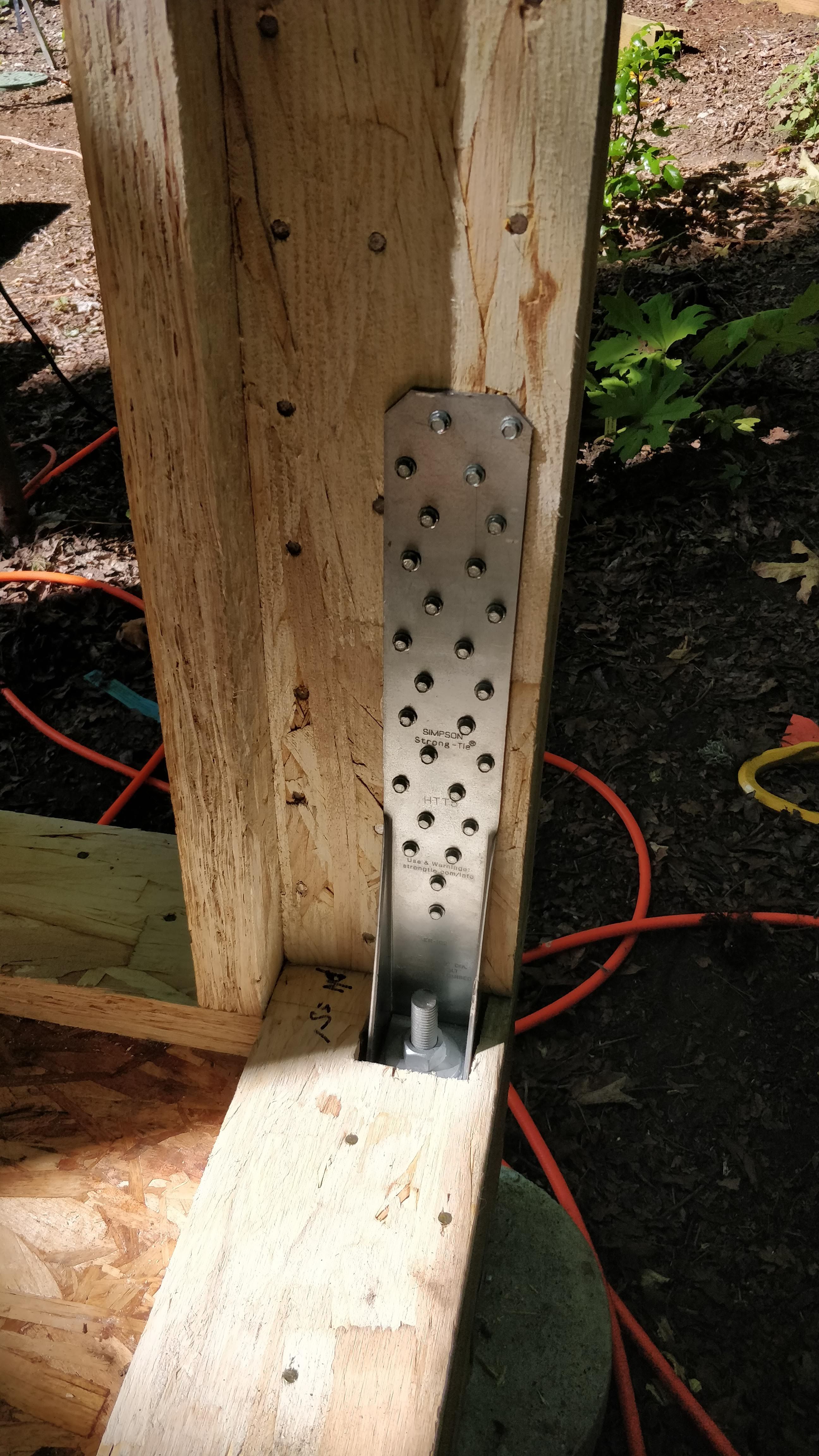 Close-up of extra hold-down